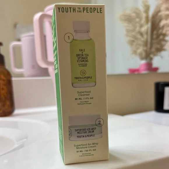 Youth to the People Superfood Cleanser and Moisture Cream Set - Green and White - Picture 1 of 4